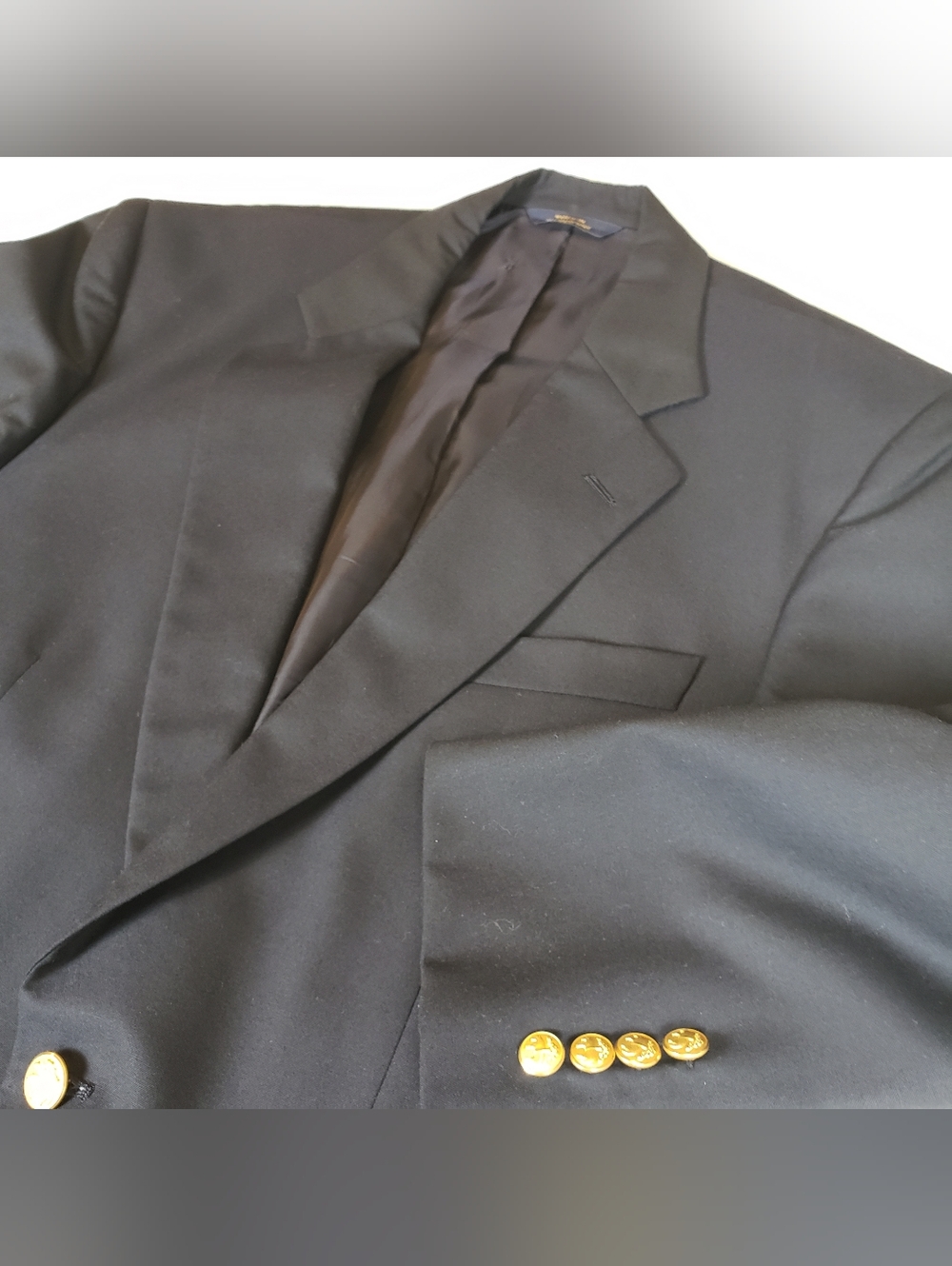 Brooks Brothers 40 R Brooksease Navy Blazer Loro Piana Wool Gold Buttons USA